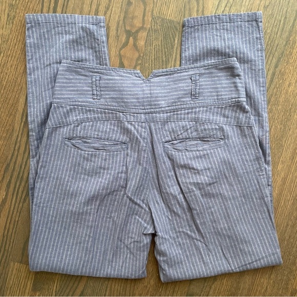 Sundance Amelia Linen Blend Pinstripe Trouser Pants in Blue Gray Size 4 - Picture 8 of 10